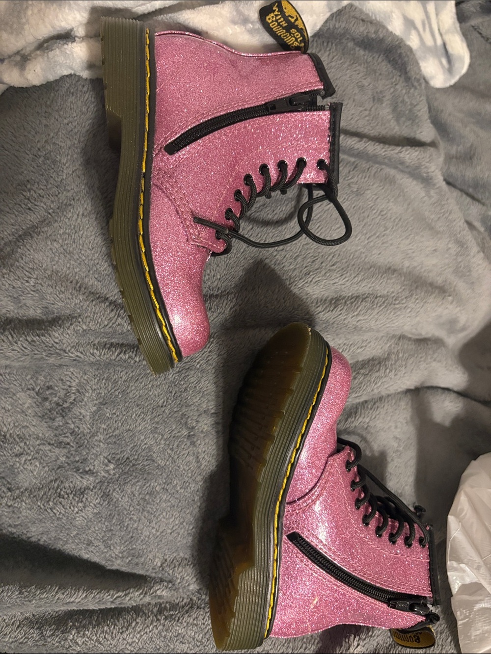 Dr. Martens Kids Pink Glitter Lace-Up Boots - Picture 3 of 5